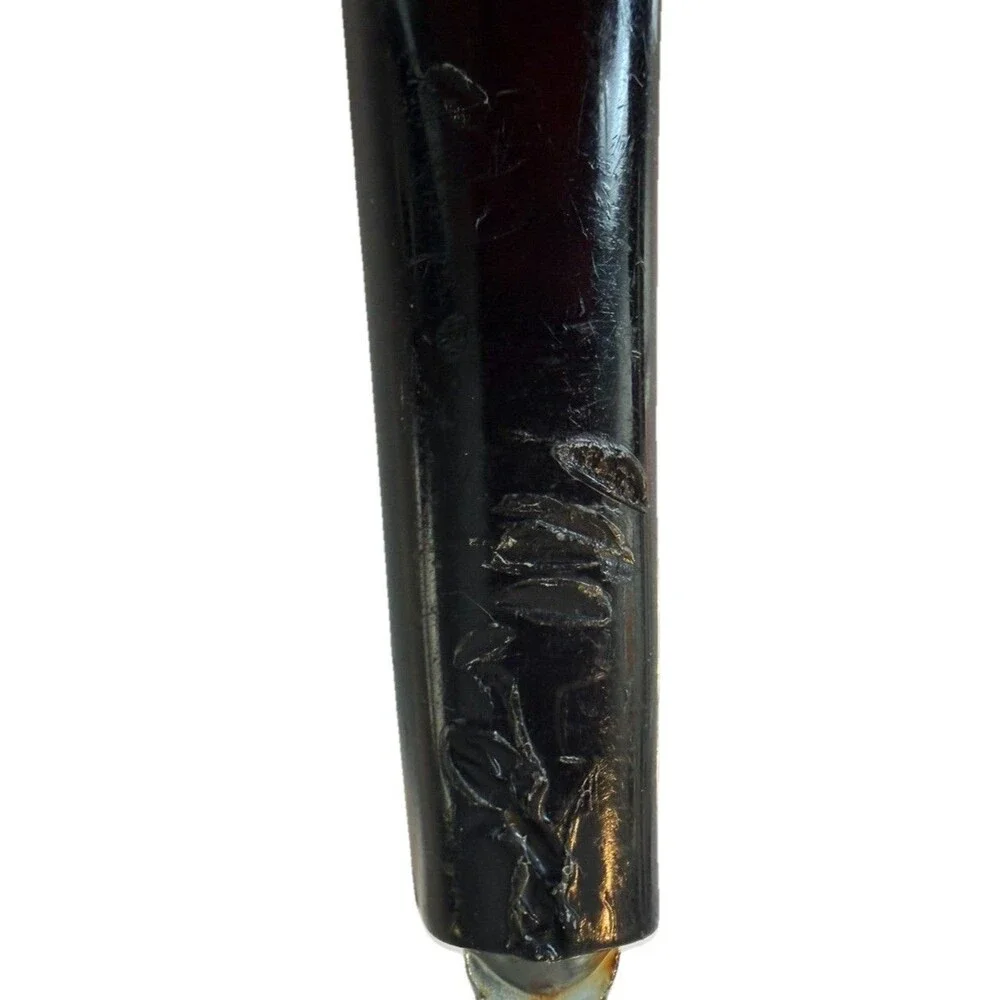 Ekco Chromium Plated Keyhole Spatula Short Handle Black Plastic Melt Marks 10”‎